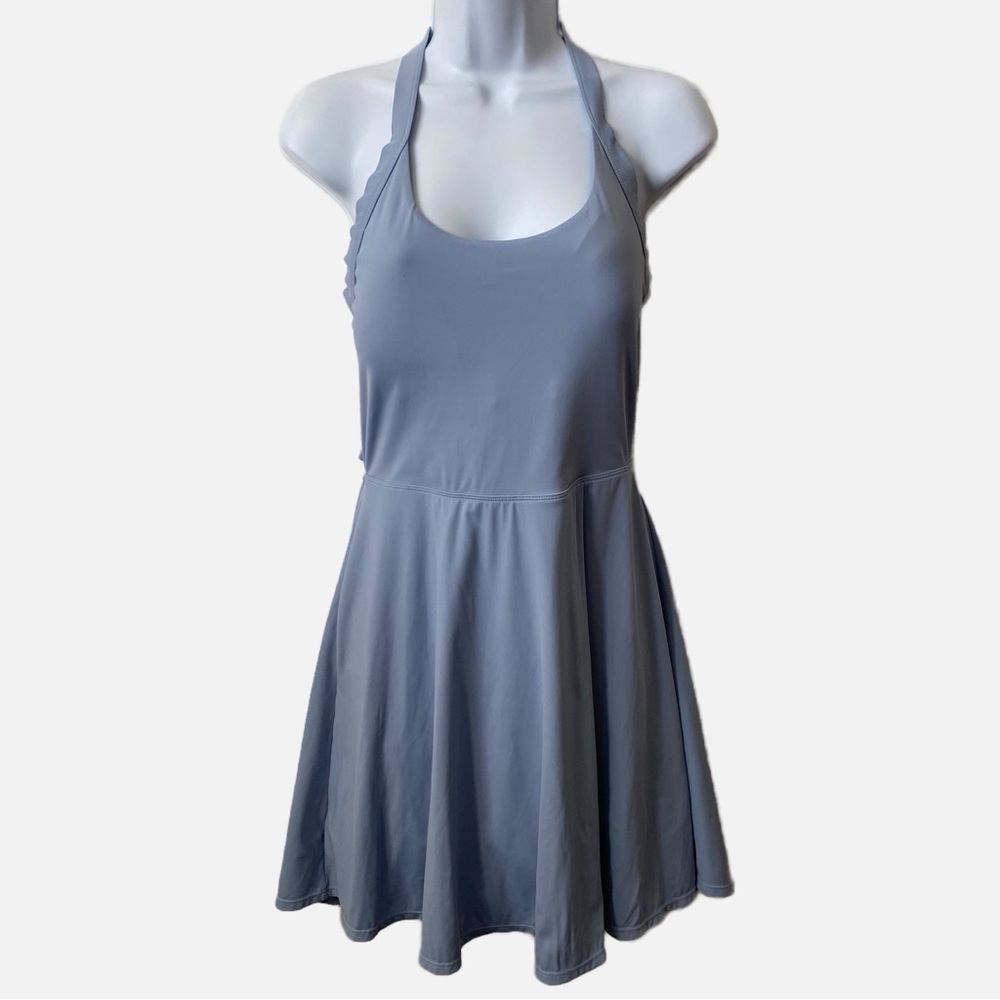 Fit and flare athletic dress scoop neckline halter top